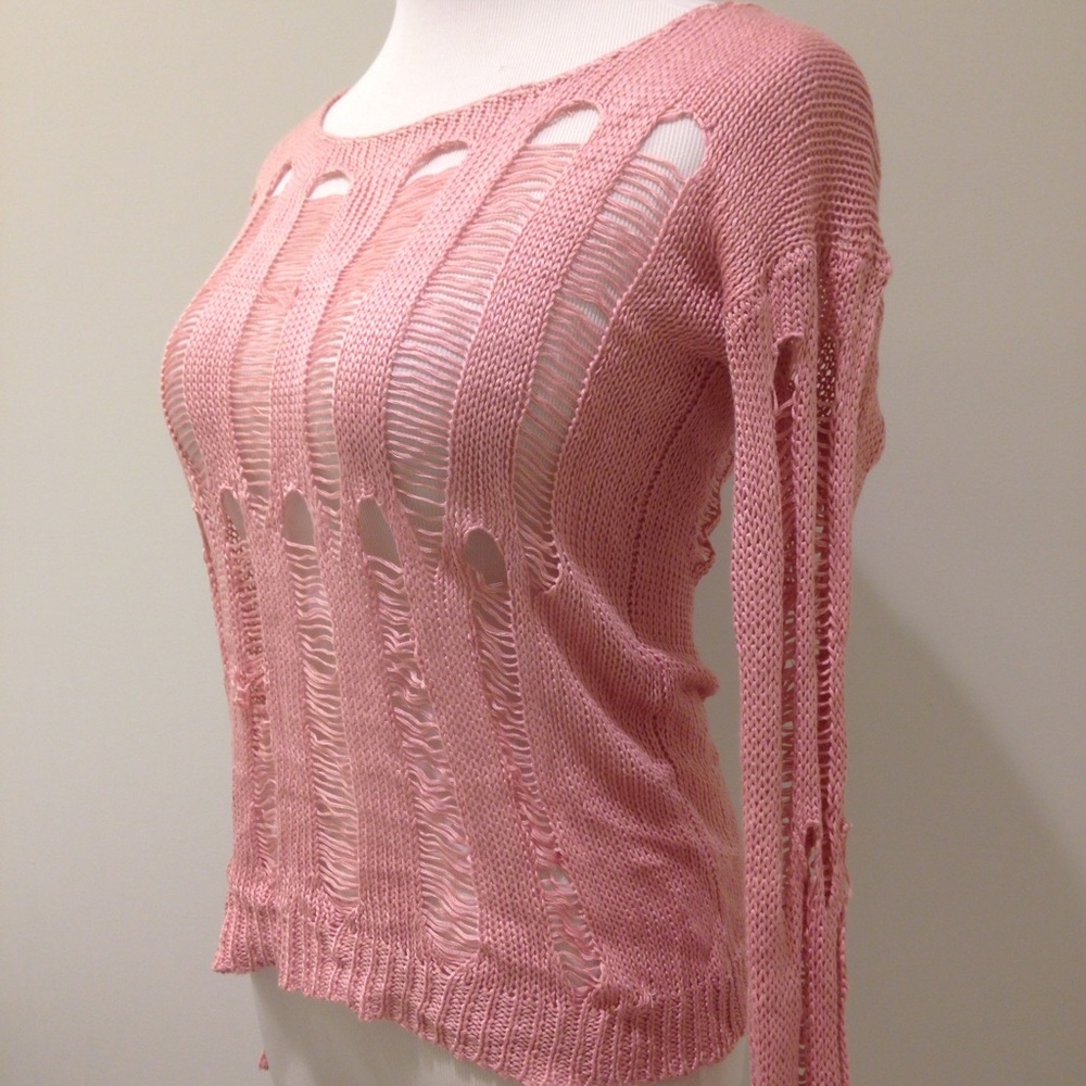 (VERY!) Distressed Pink Sweater